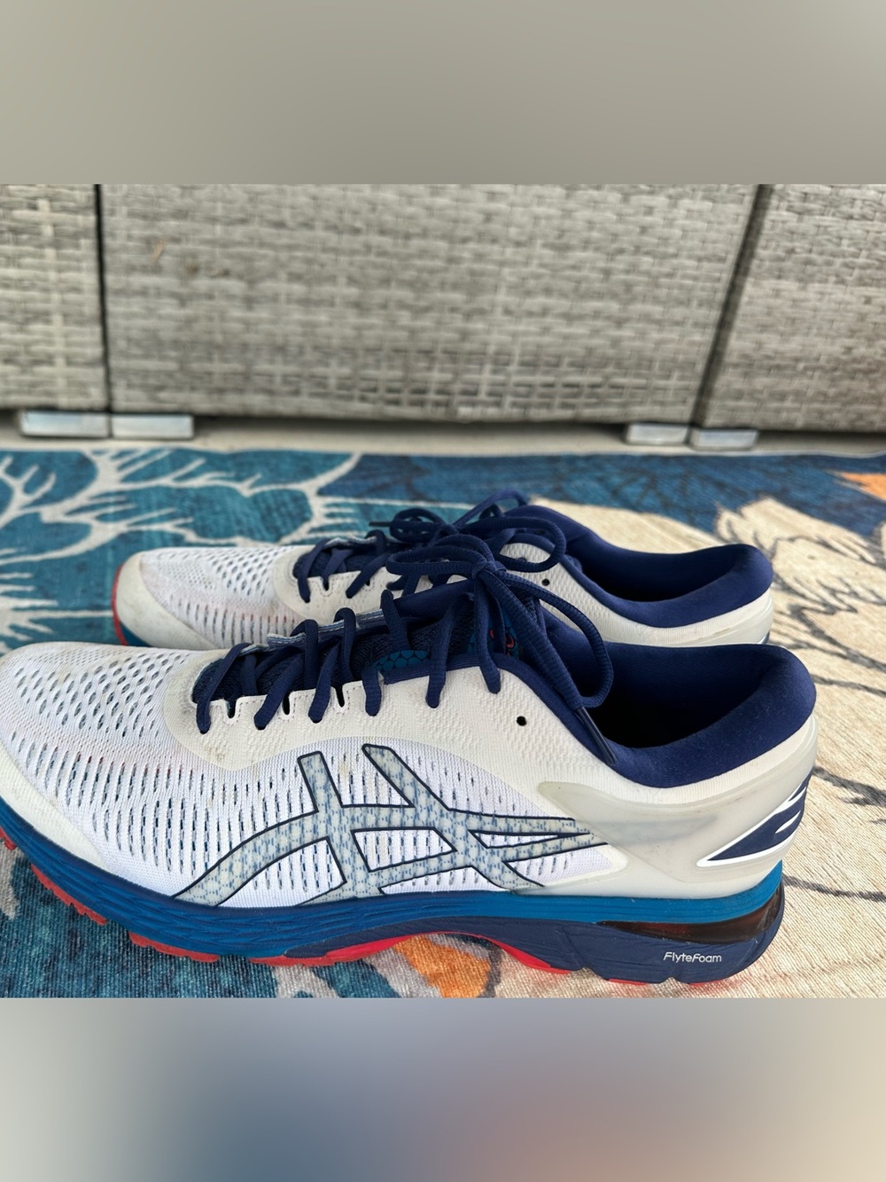 Asics White and Navy Men's Running Sneakers